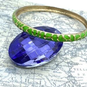 Green Goldtone Bangle Bracelet